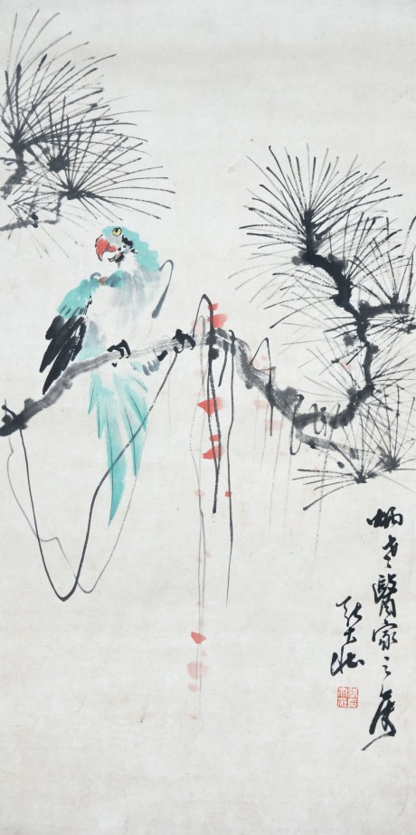 張大壯  花鳥(niǎo)立軸 68*35cm