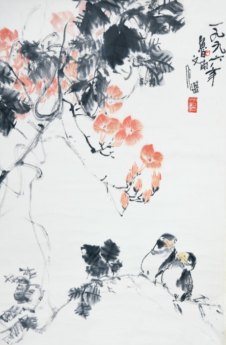 江文湛 花鳥(niǎo)立軸 69*44cm
