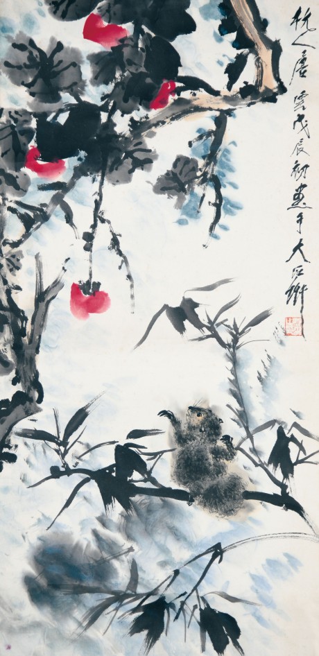 唐云 花鳥(niǎo)鏡 片80*40cm